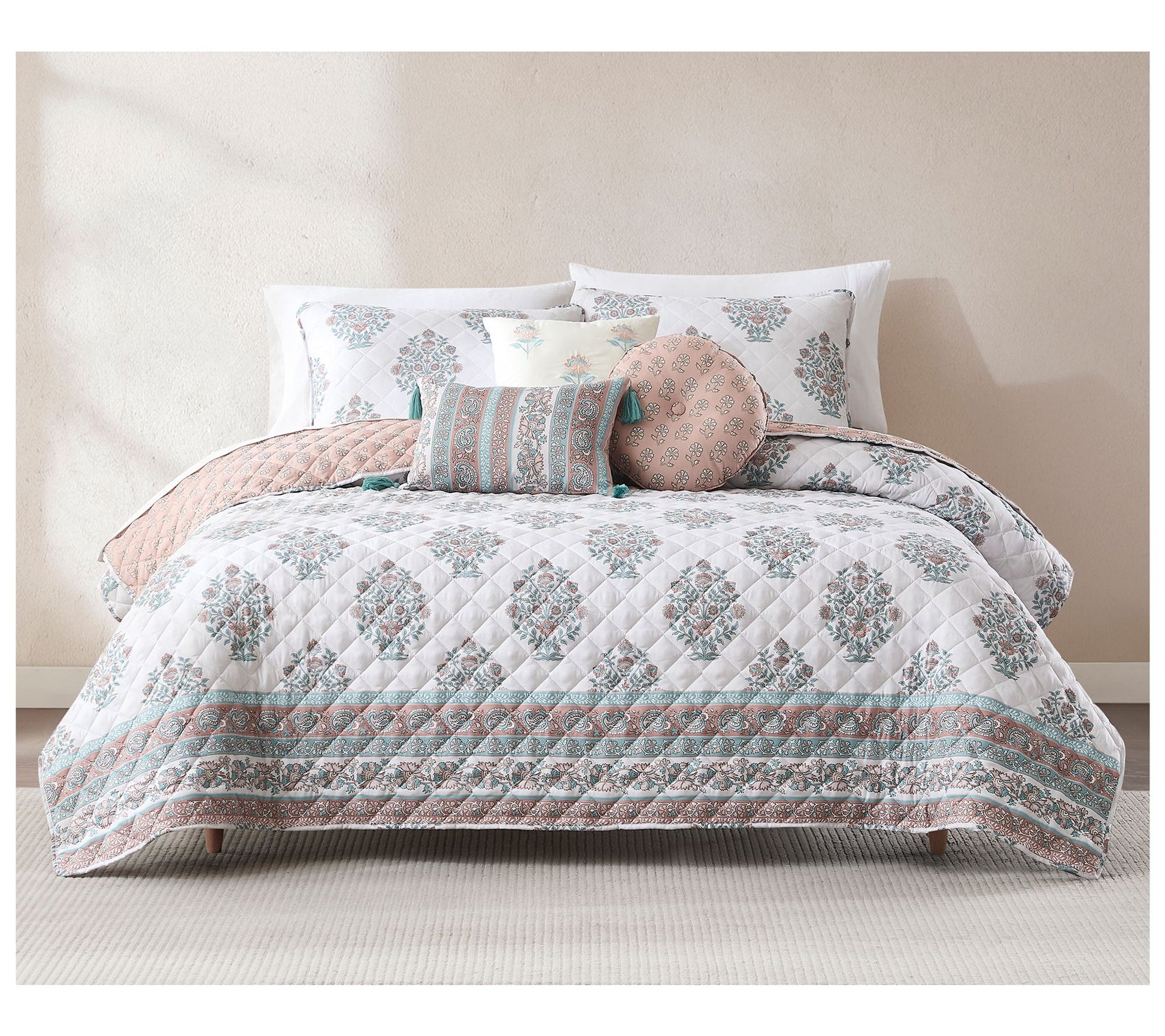 Lush Decor Sofia Flower Reversible Quilt 6-Pc Set Full/Queen