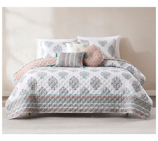 Lush Decor Sofia Flower Reversible Quilt 6Pc Set King/Cal King