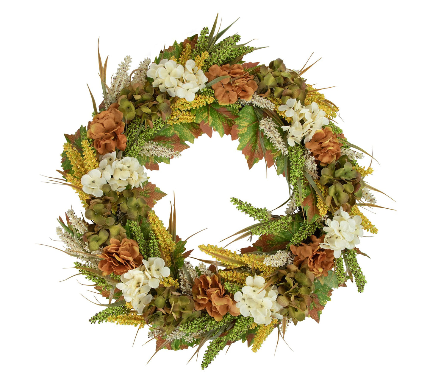 Northlight Hydrangea Fall Harvest Twig Wreath 28" Unlit