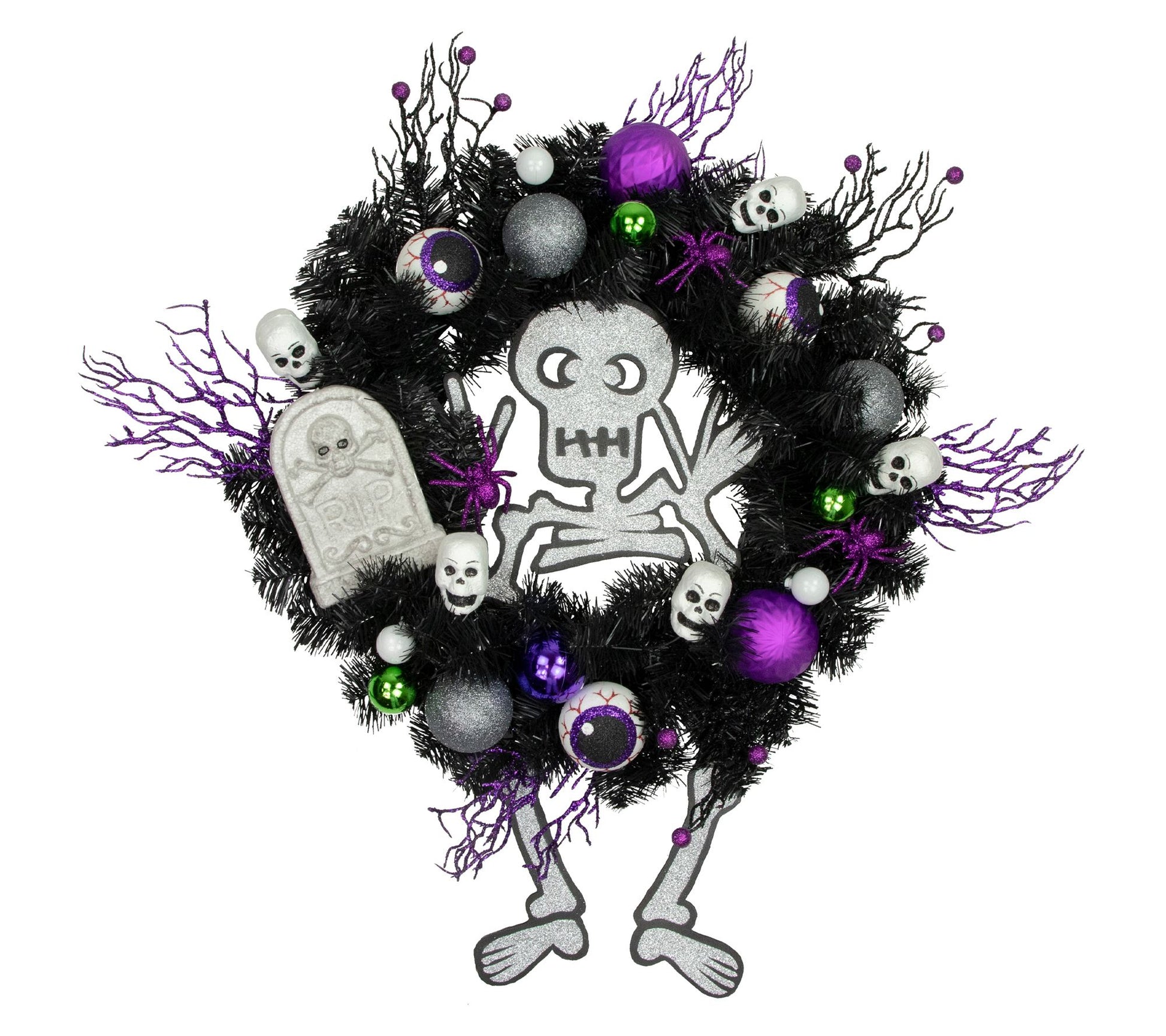 Northlight Spooky Skeleton Pine Halloween Wreath 24" Unlit