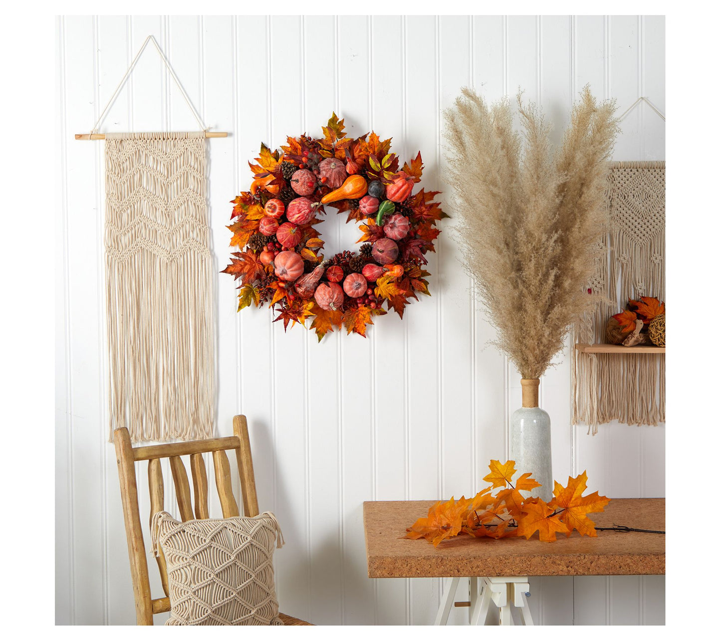 Nearly Natural 28" Harvest Wreath