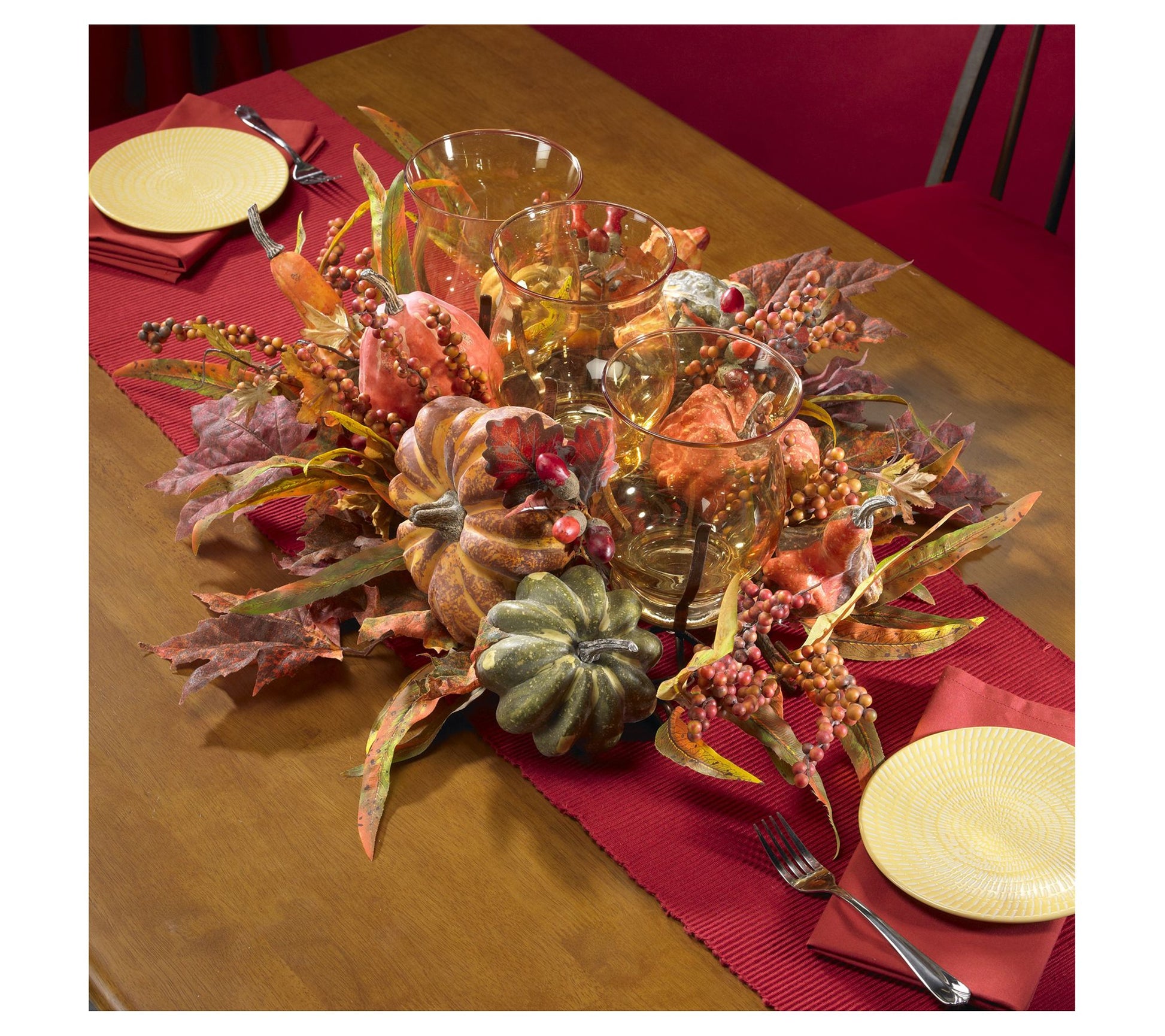 Nearly Natural Harvest Triple Candleabrum