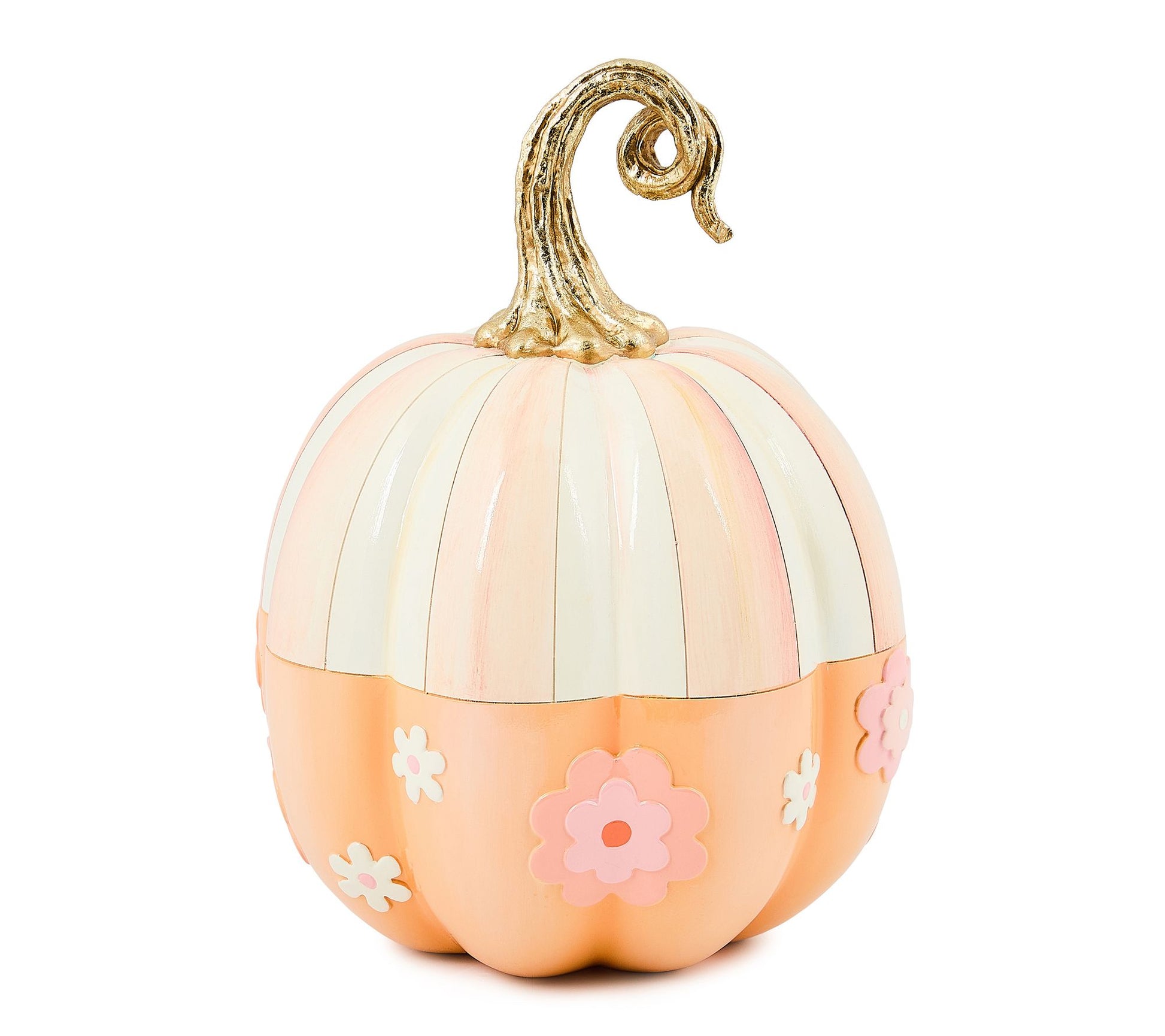 MacKenzie-Childs Rosy Stripe Flower Power Pumpkin