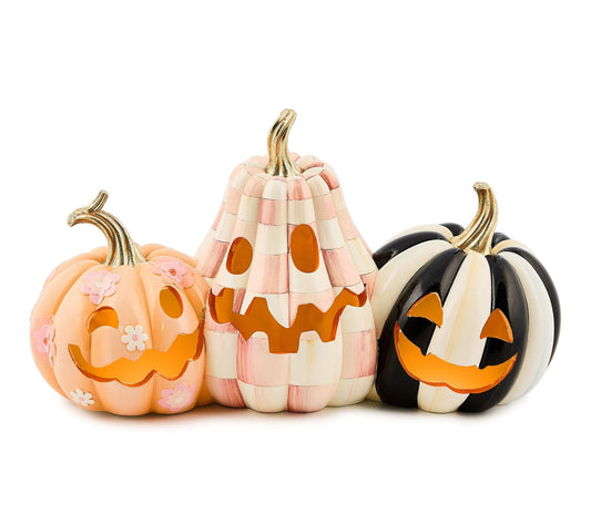 MacKenzie-Childs Hocus Pocus Illuminated Jack O' Lantern Trio