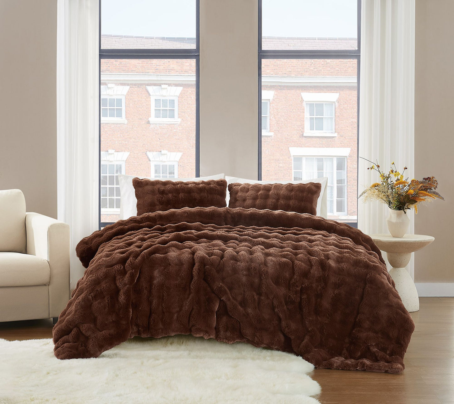 Brooklyn Loom Bubble Faux Fur King Comforter Set