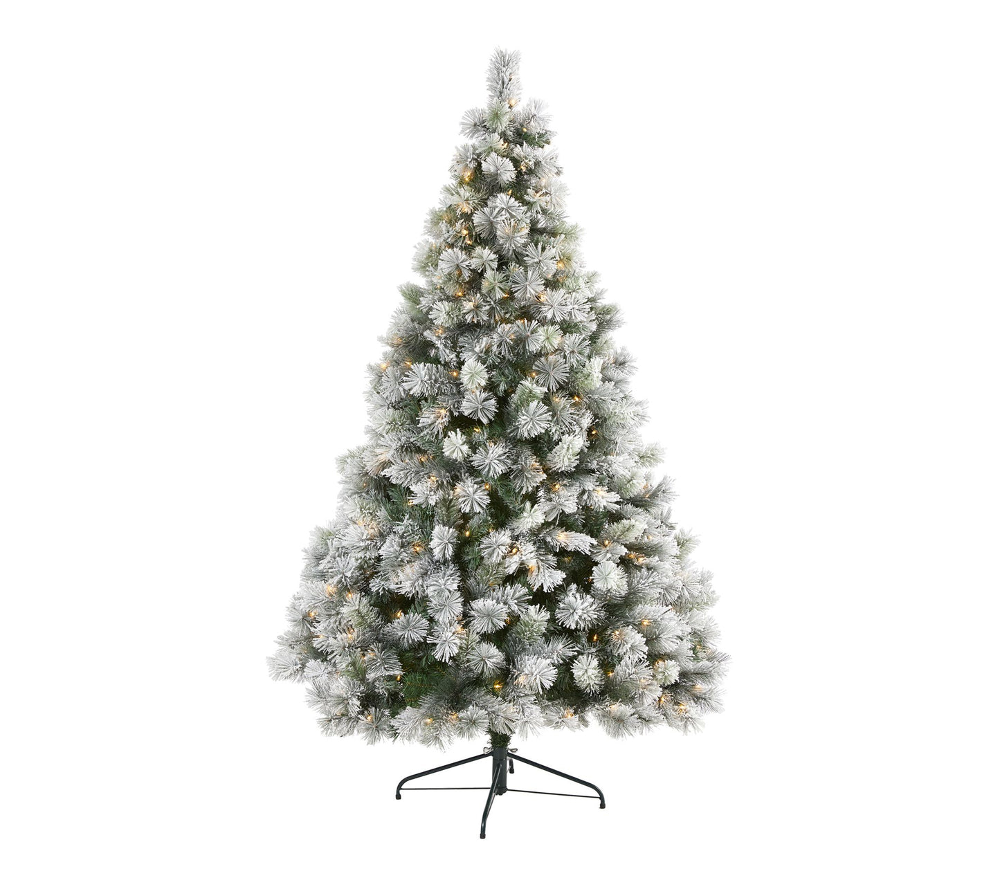 Nearly Natural 7' Flocked Oregon Pine Tree w/ 400 Clear Lights