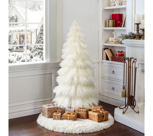 LuxenHome 5ft Holiday Artificial Pampas Grass Tree in Ivory