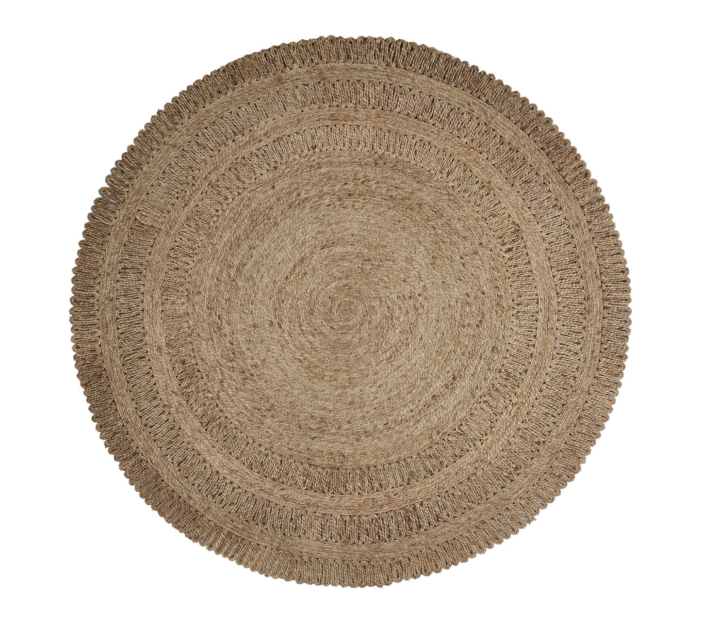 Ox Bay Hand Braided Brown Striped Jute Indoor Area Rug, 6'x6'