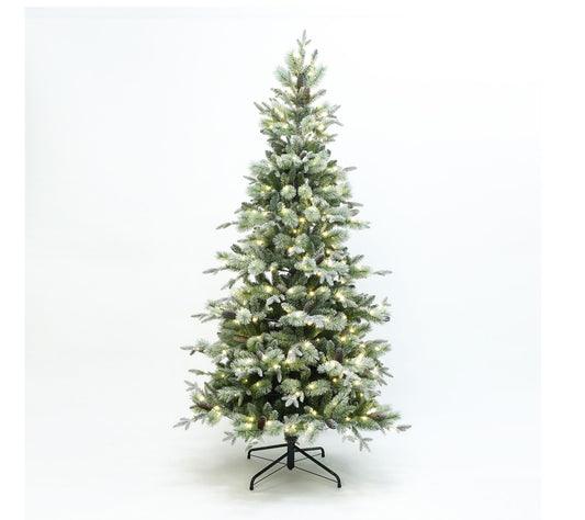 LuxenHome 6.5Ft Pre-Lit Artificial Tree w/ Fros ted Branches