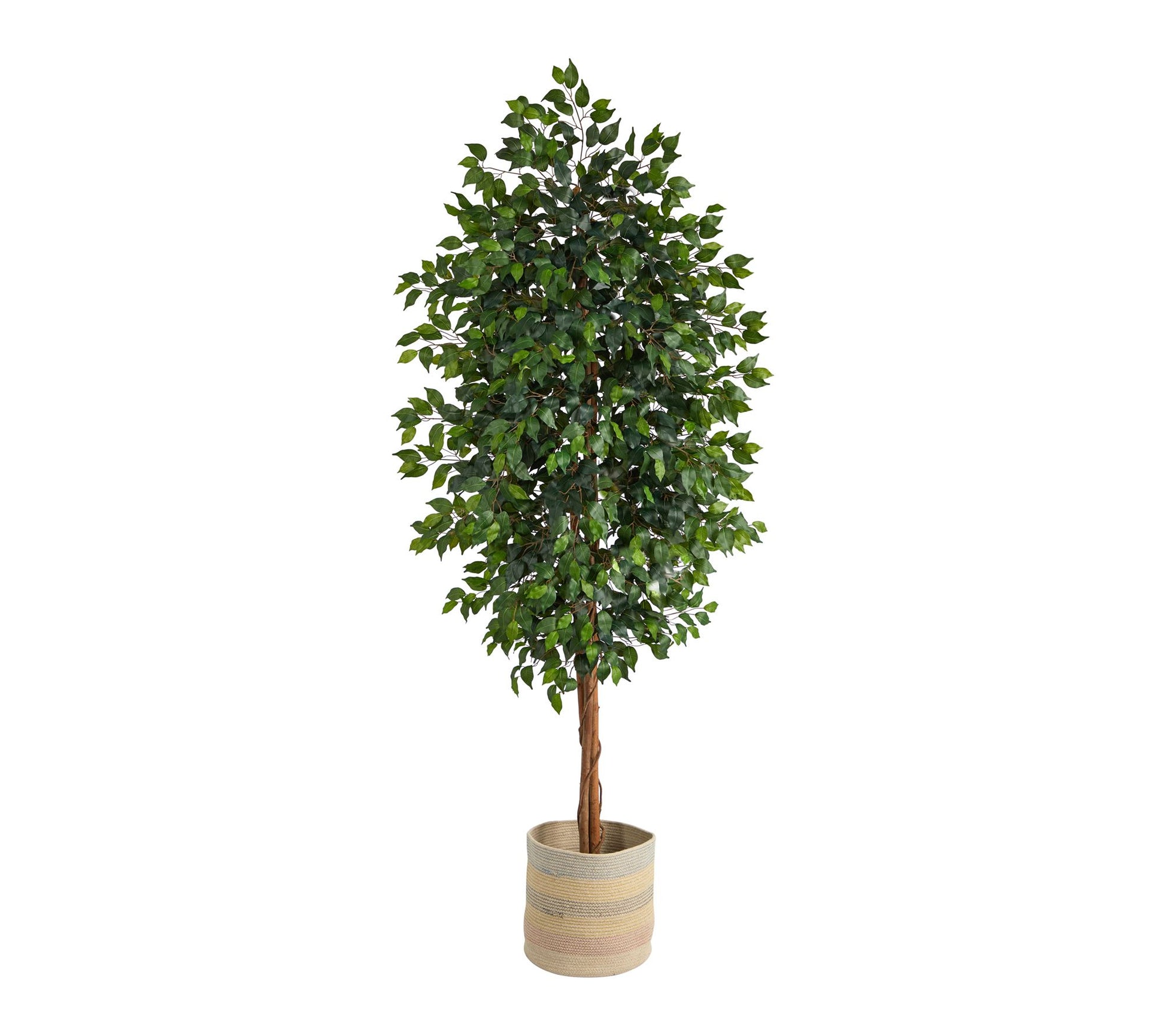 Nearly Natural 8' Ficus Artificial Tree with Woven Planter