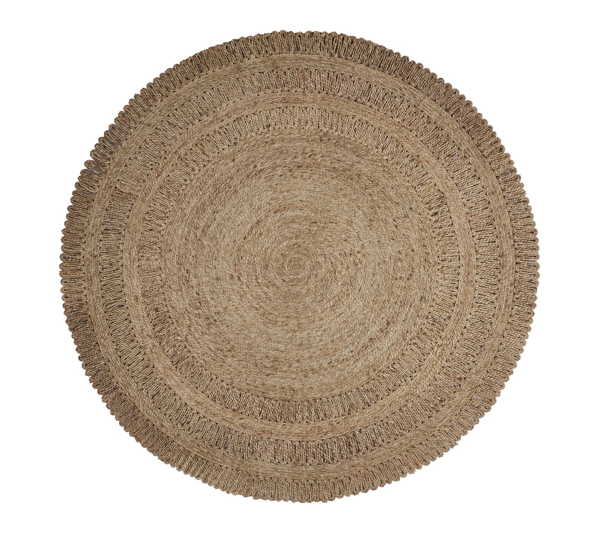 Ox Bay Hand Braided Brown Striped Jute Indoor Area Rug, 4'x4'
