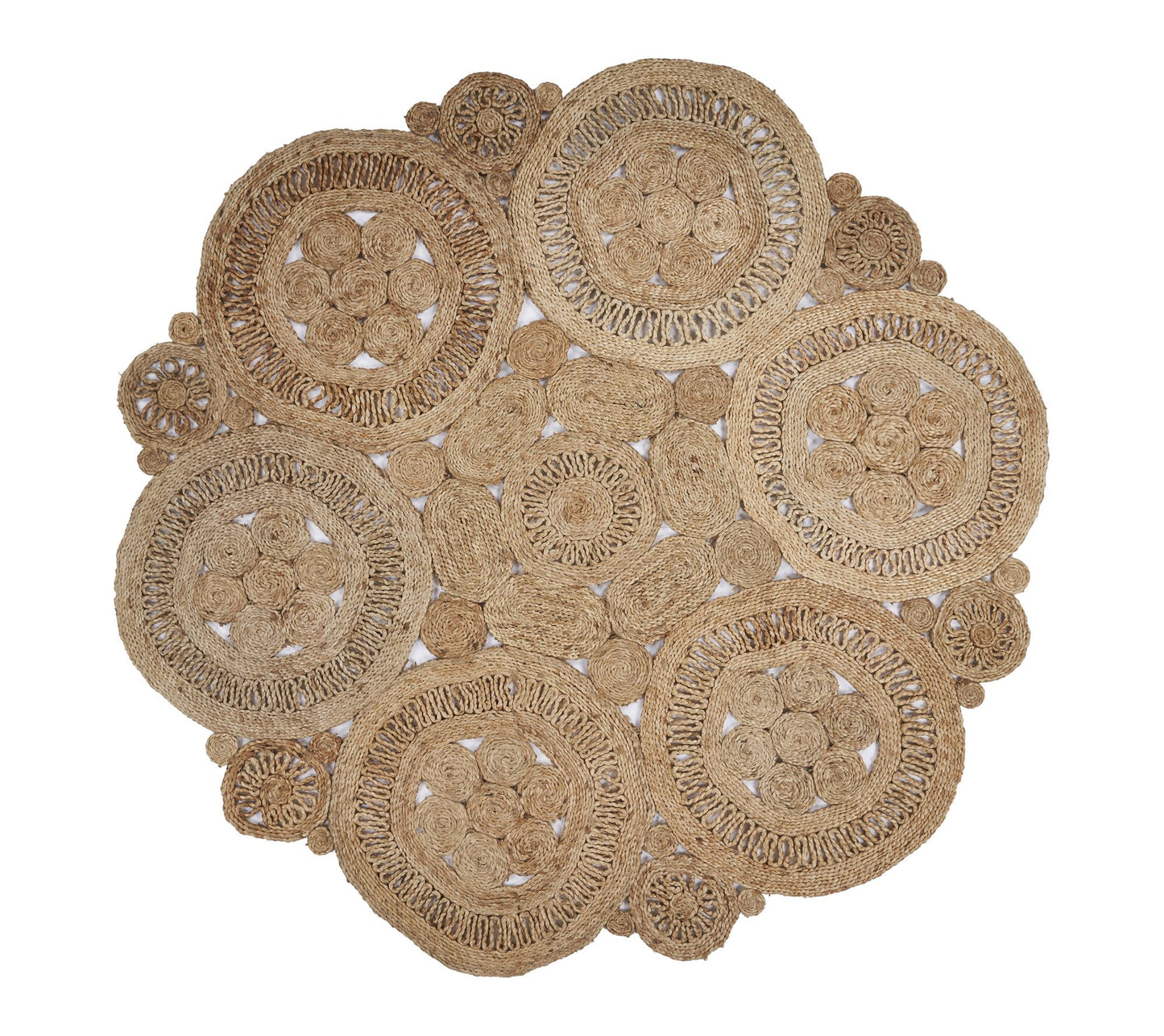 Ox Bay Farmhouse Hand Braided Brown Jute IndoorRug, 4' x 4'