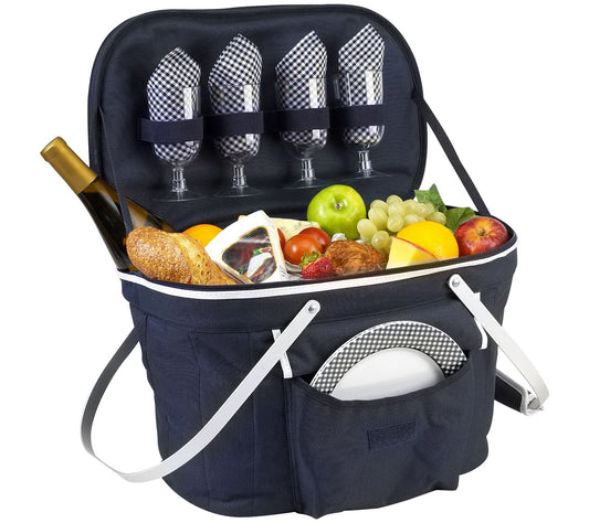 Picnic at Ascot, Collapsible Insulated Picnic Basket For 4