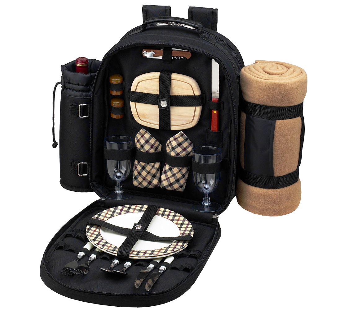 Picnic at Ascot Deluxe Picnic Backpack Cooler &Blanket for 2