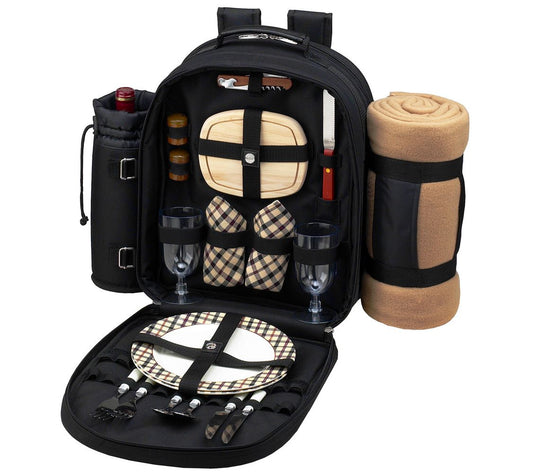 Picnic at Ascot Deluxe Picnic Backpack Cooler &Blanket for 2