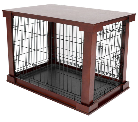 Pet Cage with Crate Cover, Mahogany, Small