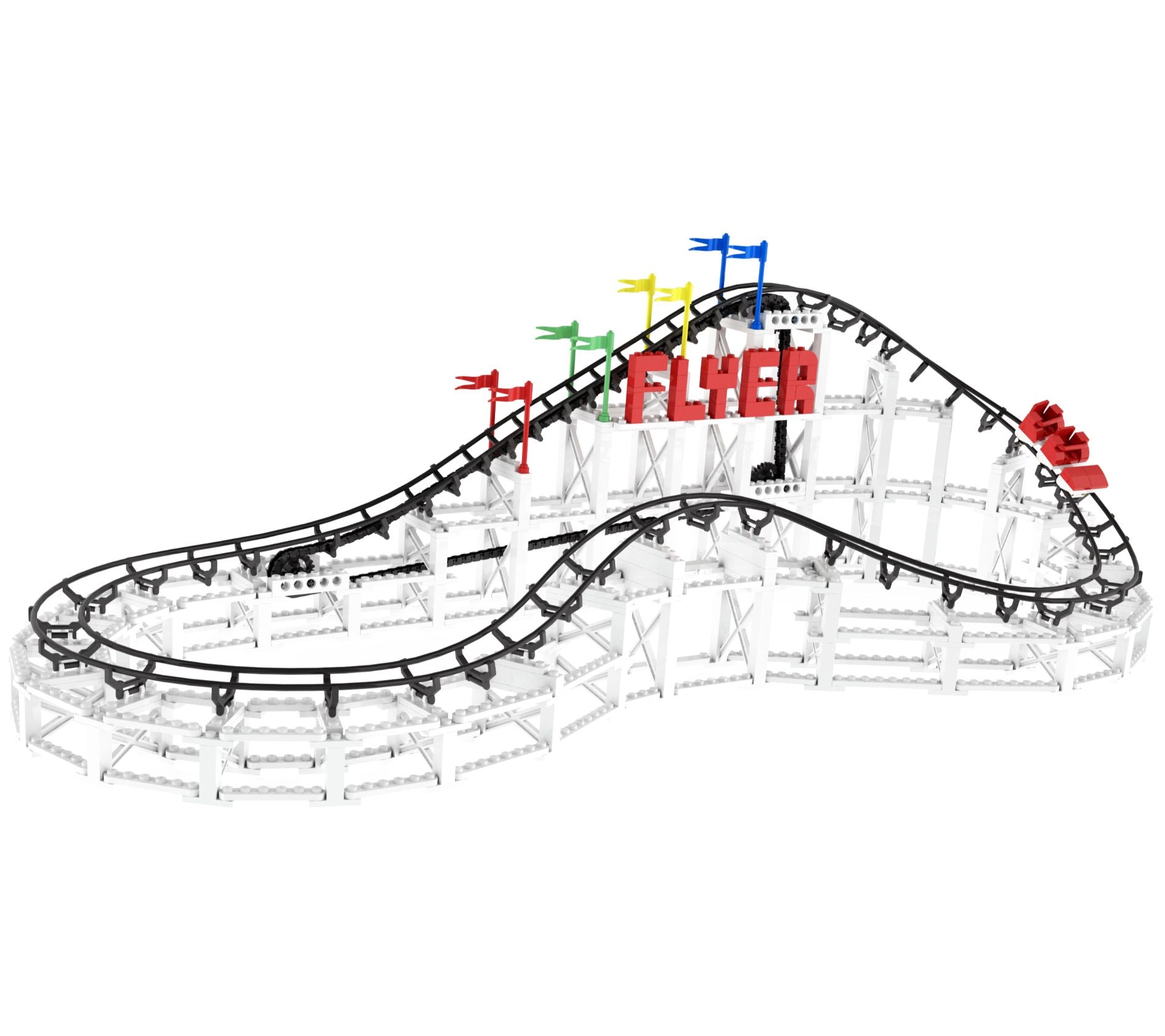 Brick Construction Flyer Roller Coaster Buildin g Set